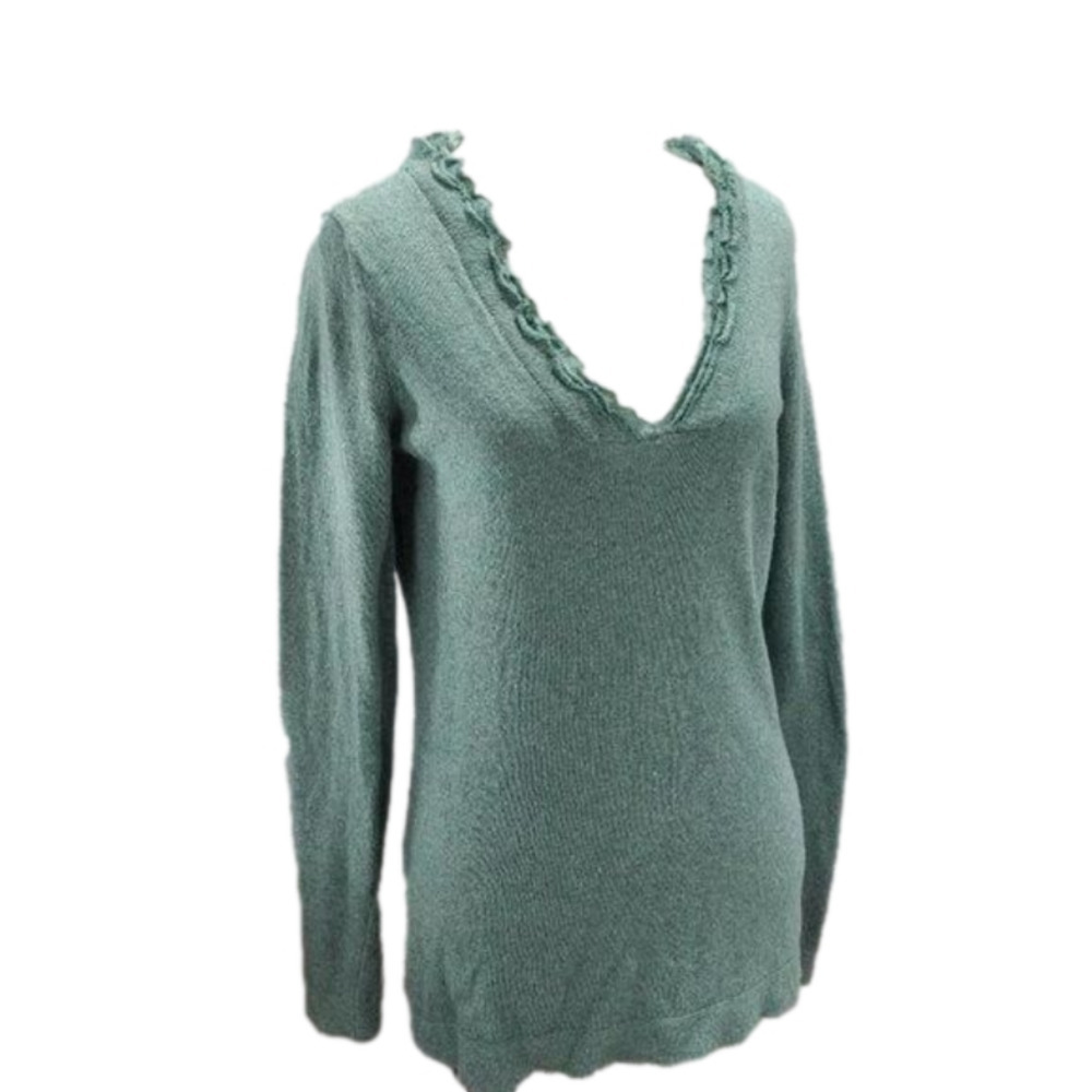banana republic green long sleeve v neck